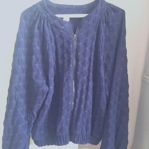 Blue bomber style textured jacket